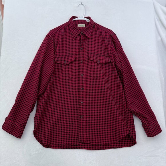 L.L. Bean Other - Vintage LL Bean Shirt L Red Buffalo Plaid Flap Pocket Made In USA Button Up